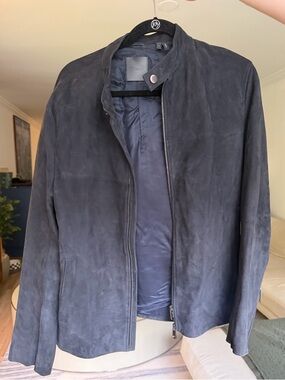 Theory Men's Suede Bomber Jacket - Charcoal Black